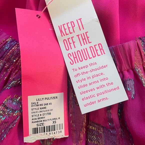NWT Lilly Pulitzer Emilee Long Sleeve Off The Shoulder Top - Picture 9 of 9